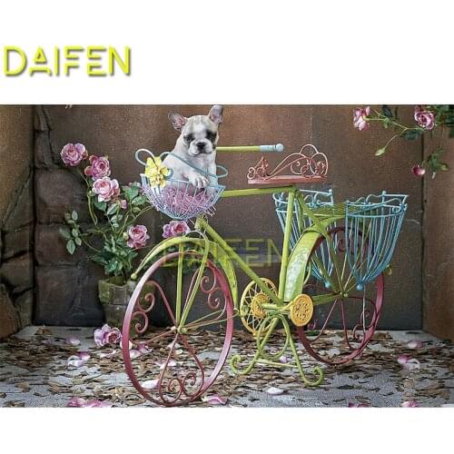 Full Round Diamond mosaic dog flower Full Square Diamond painting courtyard Deciduous 5DIY Diamond embroidery Cross stitch bike
