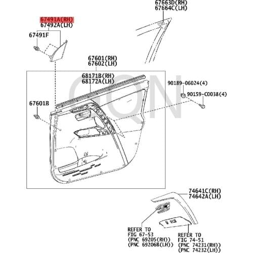 Right front door lower door frame bracket trim strip 2013-Toy ota RA V4 mirror rear trim. R door window frame trim strip