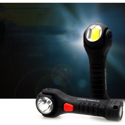 Cob Work Light Led Flashlight With Magnet 360° rotatable Double-sided Lamp USB rechargeable Built-in Battery Troch Light