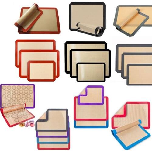 Silicone Baking Mat Fondant Bakeware Sheet Glass Fiber Rolling Dough Mat Home Cakes Macaron Oven Pad Baking Tools