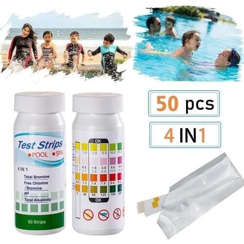 6-In-1 Swimming Pool PH Test Paper Residual Chlorine PH Value Alkalinity Hardness Test Strip PH Tester Pool Cleaner Accessories