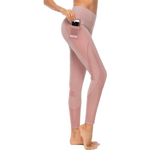 Workout Pants For Women Seamless Sport Leggings Women See Through Leggins for Fitness Yoga Leggings with Pocket