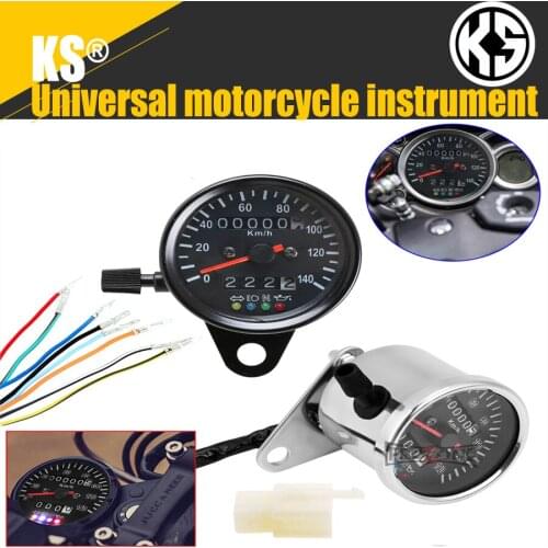 Universal LED Motorcycle Meter 4 Lights with Indicator Backlight Dual Odometer for yamaha honda suzuki