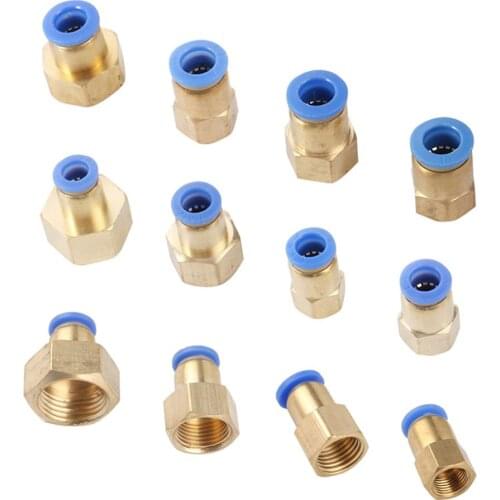 1/8" 1/4" 3/8" 1/2" Internal Thread Brass Straight Quick Connector PCF Pneumatic Components Garden Misting Nozzles Adapters 4Pcs