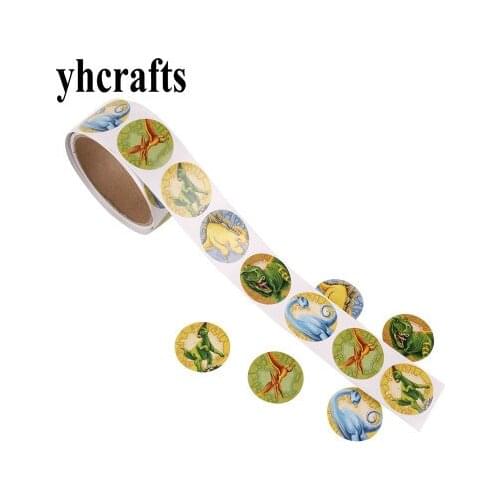 1 Roll(100PCS)/LOT.Dinosaur paper sticker Kid diy toy Scrapbooking kit Craft material Kindergarten crafts Birthday gift 20design