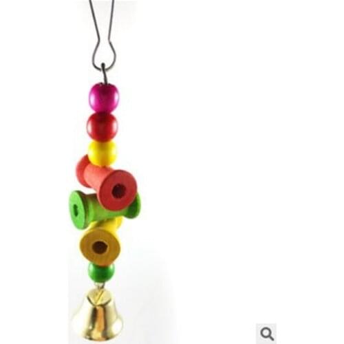1pc Colorful Blocks Bell Chew Toy Bird Parakeet Toys Hanging Pendant for Pet Parrot Cage Bird Supplies Pet Toy Free Shipping