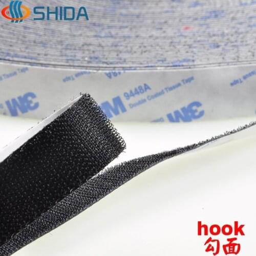 1 cm 3/8" 25 Meters 3M Self Adhesive Hook and Loop Tape Fastener Cable Ties Nylon Strap Power Wire Magic Tape Sticks