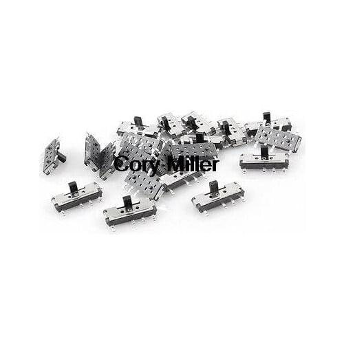 3-Position 8 Pin 2P2T DPDT Vertical Miniature SMD SMT Slide Power Switch