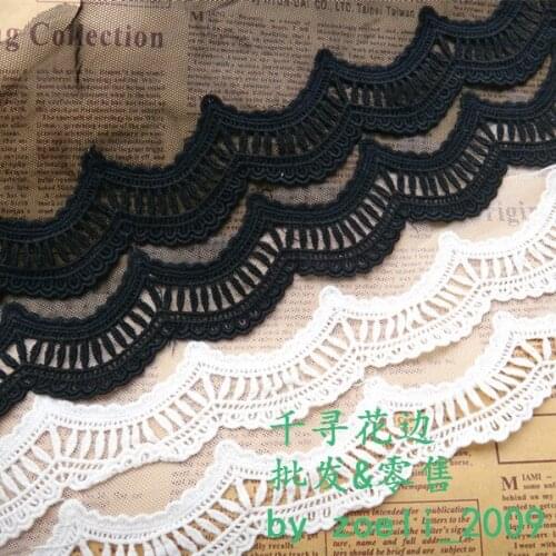 3 Yard/lot DIY handmade clothing accessories water soluble mesh lace fabric embroidery cotton lace trim 14cm black white