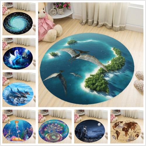 Ins Style Round Map Carpet Rugs Boys Room Play Area Rug Baby Bedside Doormat Floor Chair Mat Large Carpets Living Room