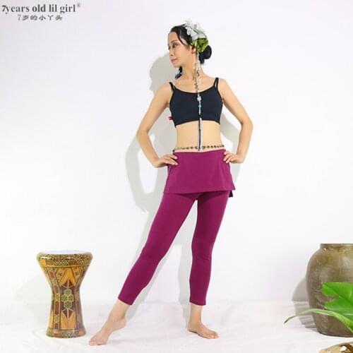 7years Old Lil Girl 2021 Lycra Cotton Tribal Belly Dance Tight Pants Gothic Steampunk S Skirt Yoga DLL06