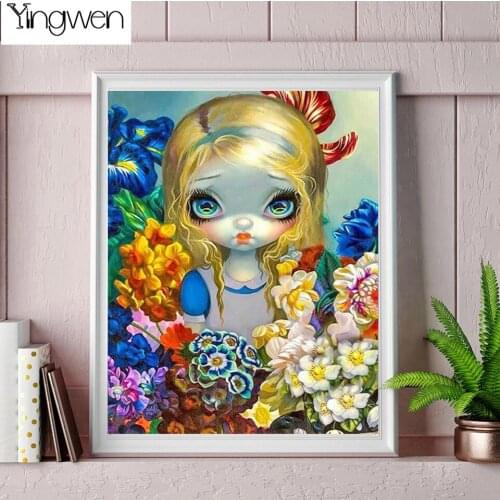 Diamond Painting Big Eyes Doll Cartoon 5D Full Square Round Drill Wall Picture DIY Mosaic Home Decoration Gift Hanging Painting