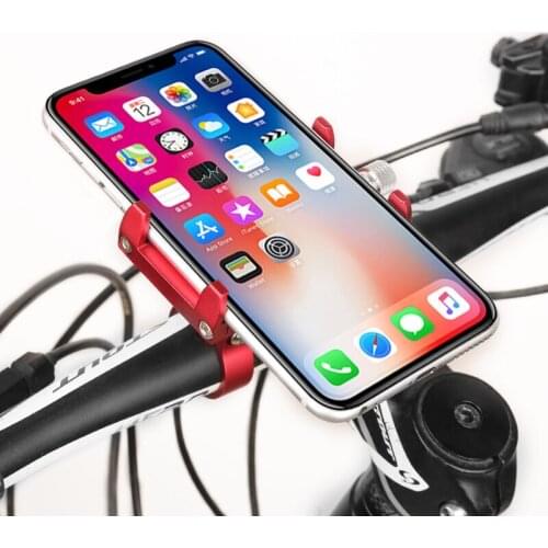Aluminum Alloy Phone Holder 3.5"-6.5" Adjustable Phone Clip Stand Shockproof Portable Phone Bracket for Cycling Bicycle