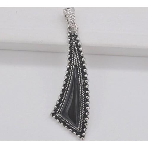 Black Carnelian Natural Stone Gem Bead Inlay Pendant Jewelry For Woman Gift S658