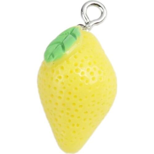 DoreenBeads Fruit Series Charm Pendants Plastic Charms Lemon Banana Silver Color Green Yellow Trendy Jewelr DIY Findings, 5 PCs