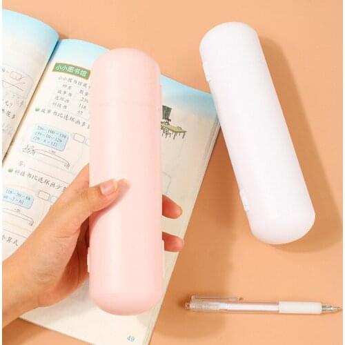 2-Layer Pencil Case with Writing Board Simple Hard Large Capacity Makeup Brush Pen Storage Box Organizer for Students C66