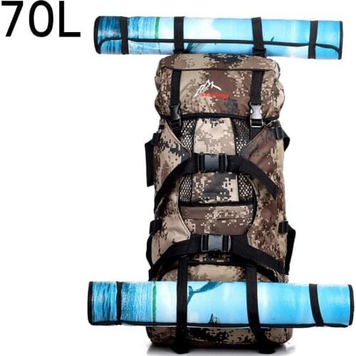 70L Camouflage Professional Large Capacity Mountaineering Bag Outdoor Hiking Bag Camping On Foot Backpack Canvas Back Bag A5155