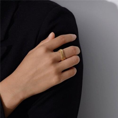 Brass With 18K Gold Snake Chain Twist Stackable Statement Rings Cocktail Punk Party T Show Party Ins Rare Elegance Japan Korean