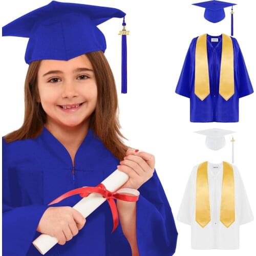 Outfits Set 4-14T Baby Boys Girls Clothes Children Kids Costume 2021 Preschool and Kindergarten Graduation Gown with Tassel Cap