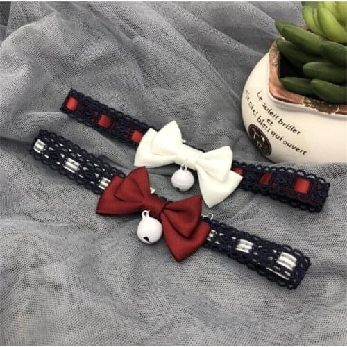 Red Lolita Lace Bow Necklace Bell Choker Harajuku Necklace Jewelry B1810