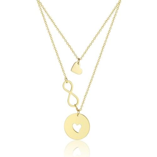 RIR Round Hollow Love Heart Geometric Necklace Creative Simple Female Jewelry Necklace Send Girlfriend Valentines Day Gift