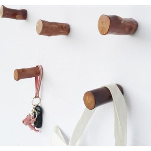 NEW Natural Wooden Coat Hook Wall Mounted Vintage Hat Robe Towel Bag Key Holder Hanger Entryway Bedroom Bathroom Decor