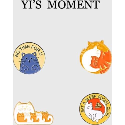 Cat Metal Enamel Pins and Brooches for Women Men Lapel Pin Backpack Bags Hat Badge