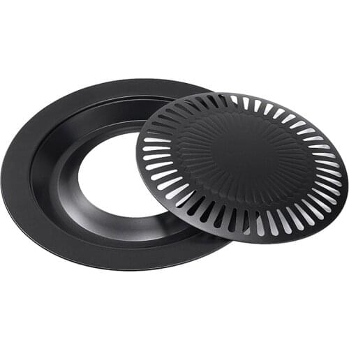 Metal Korean BBQ Grill Plate Non-stick Meat Roast Barbecues Pan BBQ Grill Cooking Pan With Holder Set Easy Clean