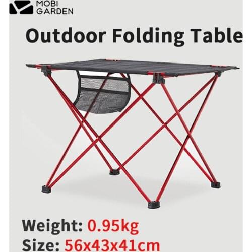 MOBI GARDEN Camping Aluminum Plate Folding Table Outdoor 1680D Waterproof Wear-Resisting Portable Picnics Table With Net Bag