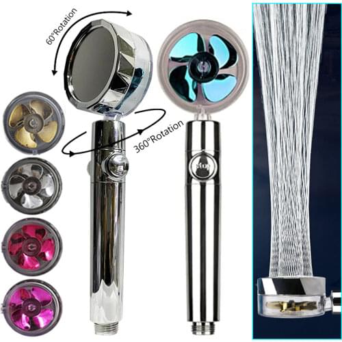 2021 Shower Head Water Saving Flow 360 Degrees Rotating With Small Fan ABS Rain High Pressure spray Nozzle Bathroom Accessories