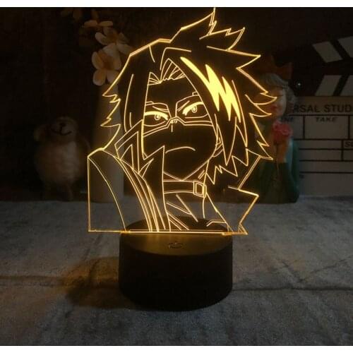 Remote Controlled Color-Changing Night Light 3D LED Anime Desk Lamp My Hero Academia Denki Kaminari Nightlight Birthday Gift