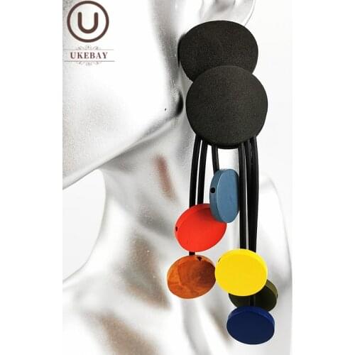 UKEBAY New Wood Earrings Ethnic Drop Earrings For Women Fashion Jewelry Birthday Gift Wife Multicolor Big Earring Goth Jewellery