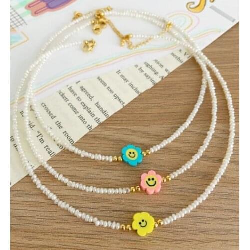 Natural freshwater pearl necklace colorful happy face necklace wholesale new product pearl smile necklace for women