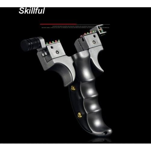 New Flat Leather Slingshot Two-way Adjustment LED Lance Pierre Stone Thrower Outdoor Combat Catapult Kids Toy Game Playing Tool