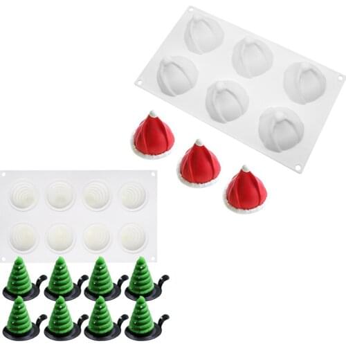 Christmas Set Silicone Mold Ice House Silicone Mold Christmas Tree Cake Mold Christmas Hat Mousse Mold Cake Decorating Tools