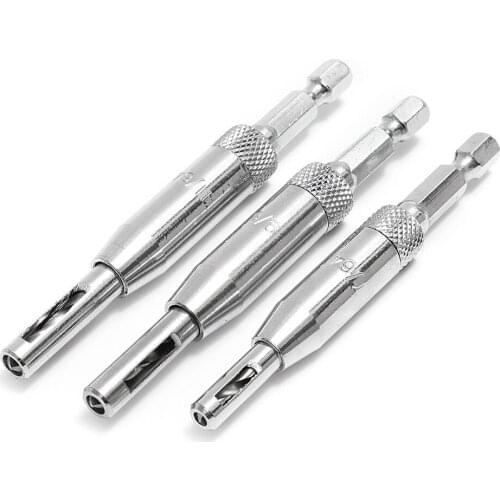 3pcs HSS Self Centering Hinge Drill Bit Holes Wood Working Reaming Tool Countersink Drill Bit