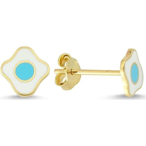 14k (585) Gold Enamel Child Earrings