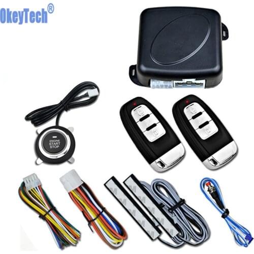 OkeyTech 12V SUV Autostart Car One Start Stop Engine System Car Alarm PKE Keyless Entry Start System With Two Remote Control