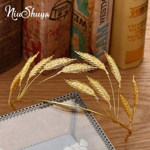 NiuShuya Handmade Gorgeous Gold Wedding Headband Tiaras rhinestone Bridal Headpiece Brides Hair Accessories Evening Hair Jewelry