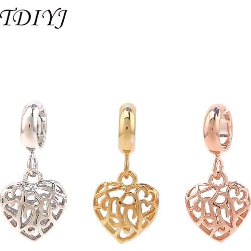 TDIYJ New Fashion Hollow Heart Story Charms fit for Genuine Leather Story Bracelets as Women Jewelry Gifts 10Pcs/lot