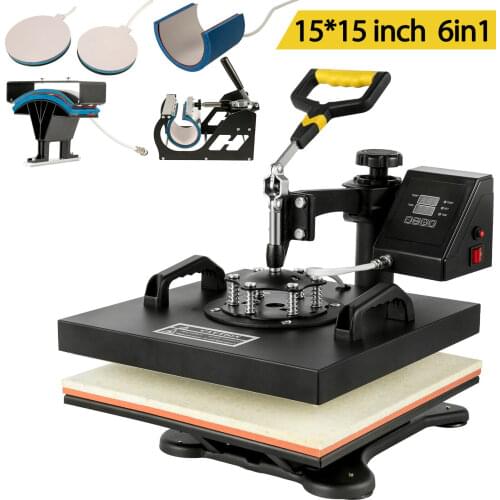Heat Press 15x15 Inch Heat Press Machine 6 in 1 Digital Multifunctional Sublimation Heat Presser for T Shirts Hat Mug