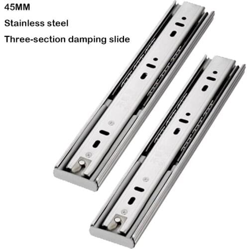 45mm Stainless Steel Three-Section Drawer Rail Soft Close for Drawers Furniture Kitchen Guide Drawers Railes 500mm Glides