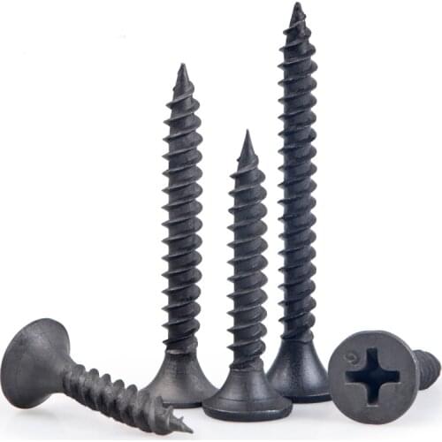 Phillips Flat Head Cross Recessed Thread Drywall Screws Ash Phosphorus Countersunk Self-Tapping Wood Screw Bolt Black