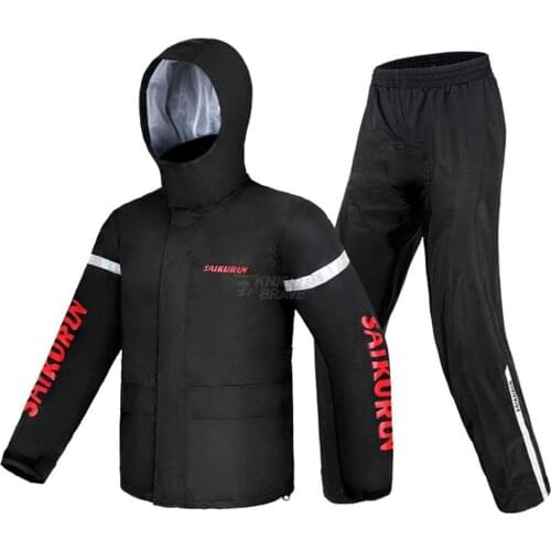 Waterproof Motorcycle Rain Suit Raincoat+Rain Pants Poncho Motorcycle Rain Jacket Motorbike Scooter Riding Rain Suit Black S-4XL