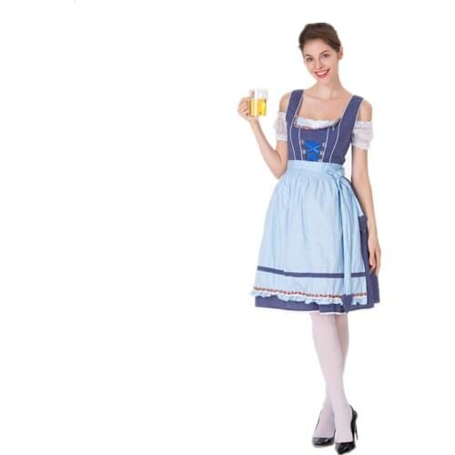 High Quality Adult Female German Oktoberfest Costume Traditional Bavarian Bar Maid Costume S-3XL