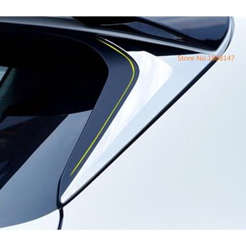 Car body chrome ABS Rear tail Spoiler side triangle molding window bezel trim Sticks 2pcs For Mazda CX8 CX-8 2017 2018 2019 2020