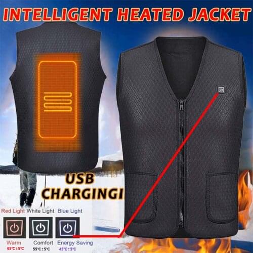 USB Carbon Fiber Black Electric Vest Heated Body Warmer Jacket Heated Hot Compress Physiotherapy Winter Heated Pad Thermal