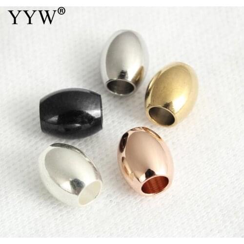 1Lot Stainless Steel Beads For Jewelry Making Oval shape Gold Rose Gold Black Ionic Color Big Spacer Hole Beads 5x4x4mm