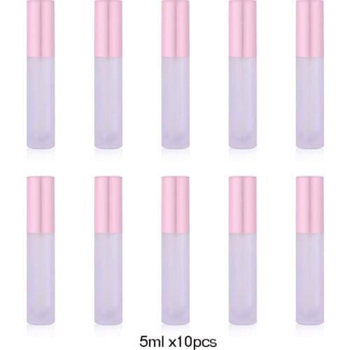 10Pcs 5ml Pink Lip Gloss Tubes Bulk Matte Lipgloss Container Liquid Lipstick Dispenser Holder DIY Lip Gloss Tools Makeup