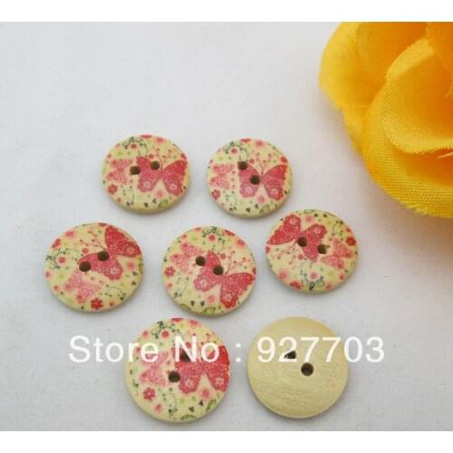 CM622 18mm) 60 Butterfly Flower Wood Sewing Button Craft 18 mm